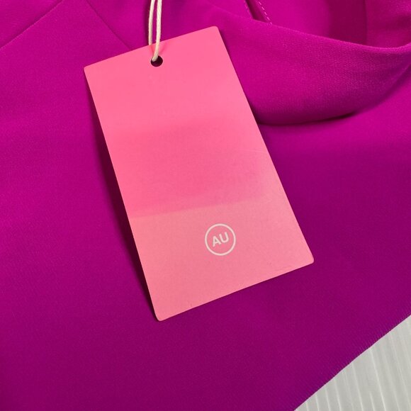 Amanda Uprichard Reed Romper Mock-Neck Wrap-Style Womens XS Fuchsia Pink - Picture 11 of 12